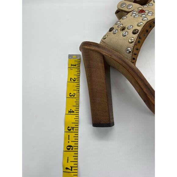 Isabel Marant Elvis Cream Studded Italian Leather Heel Strappy Sandal Sz 40 US 9 - Picture 16 of 16